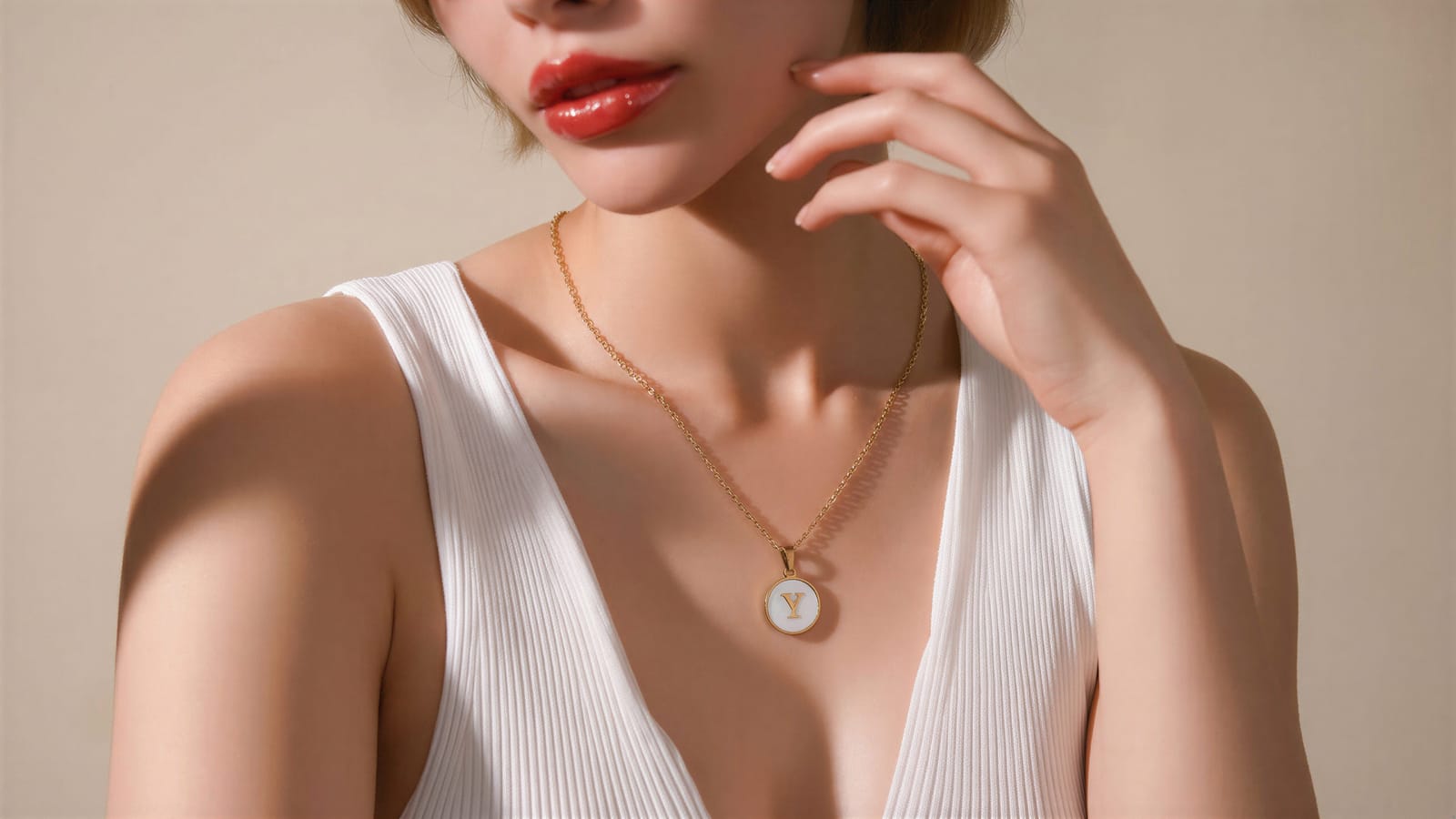White Shell Initial Necklace — view 3