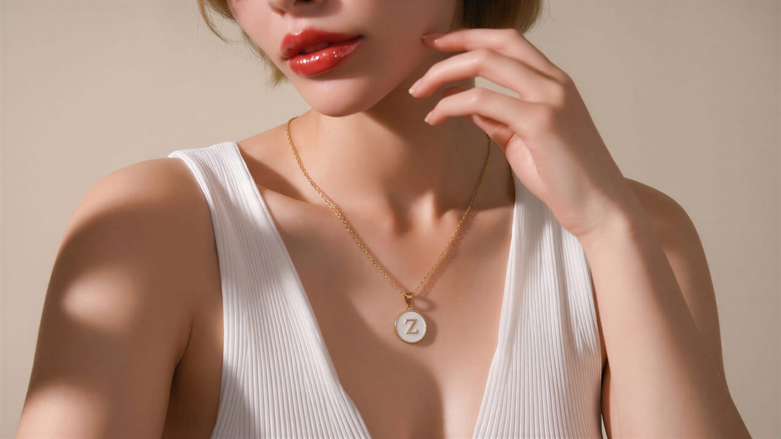 White Shell Initial Necklace — view 4